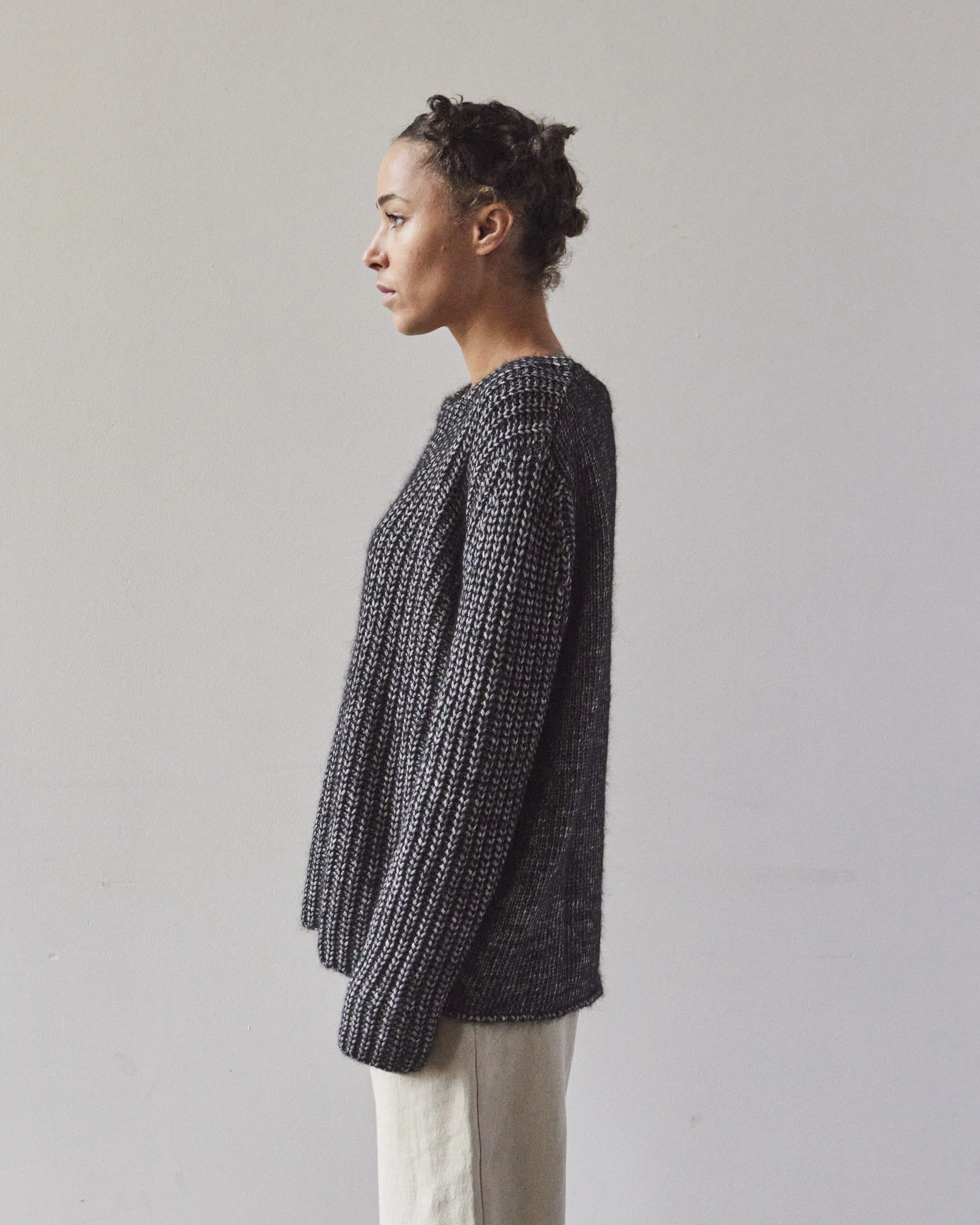 7115 Chunky Fisherman Sweater, Frizzy Black kit