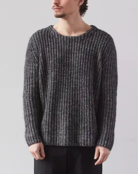 7115 Unisex Chunky Fisherman Sweater, Frizzy Black