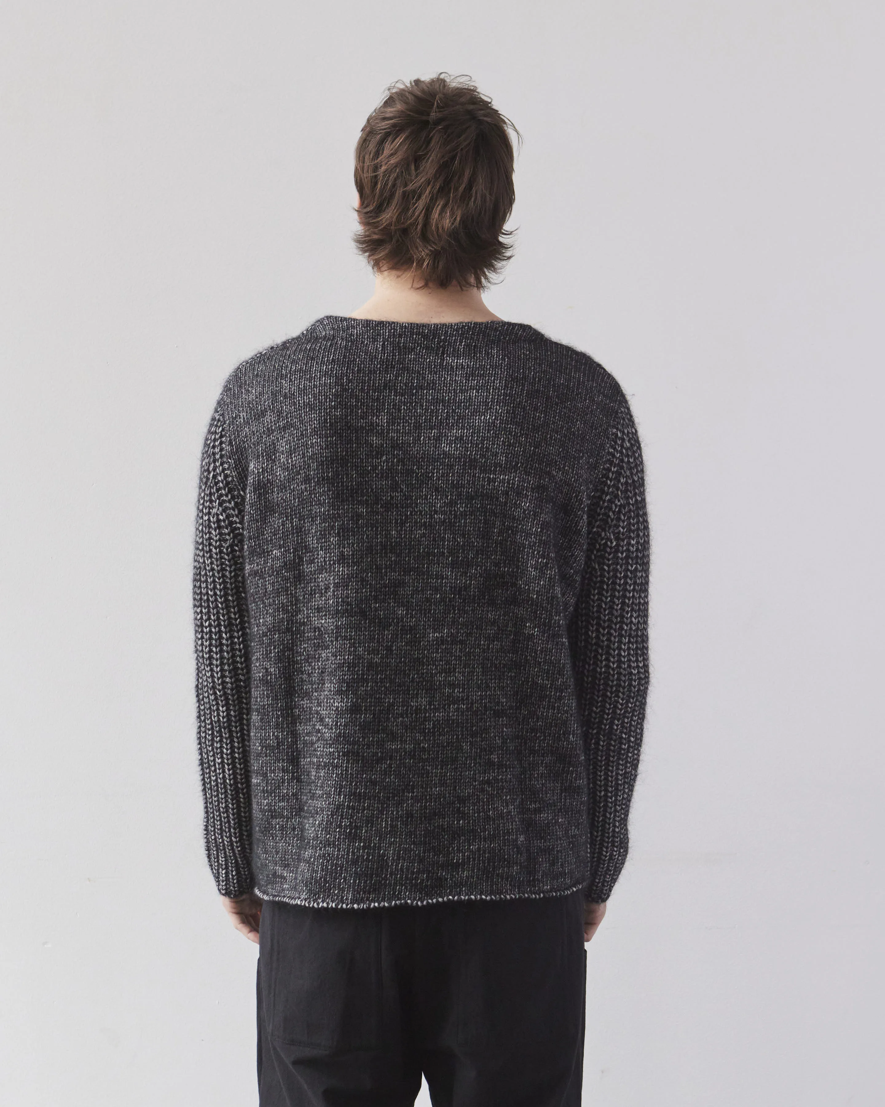 7115 Unisex Chunky Fisherman Sweater, Frizzy Black