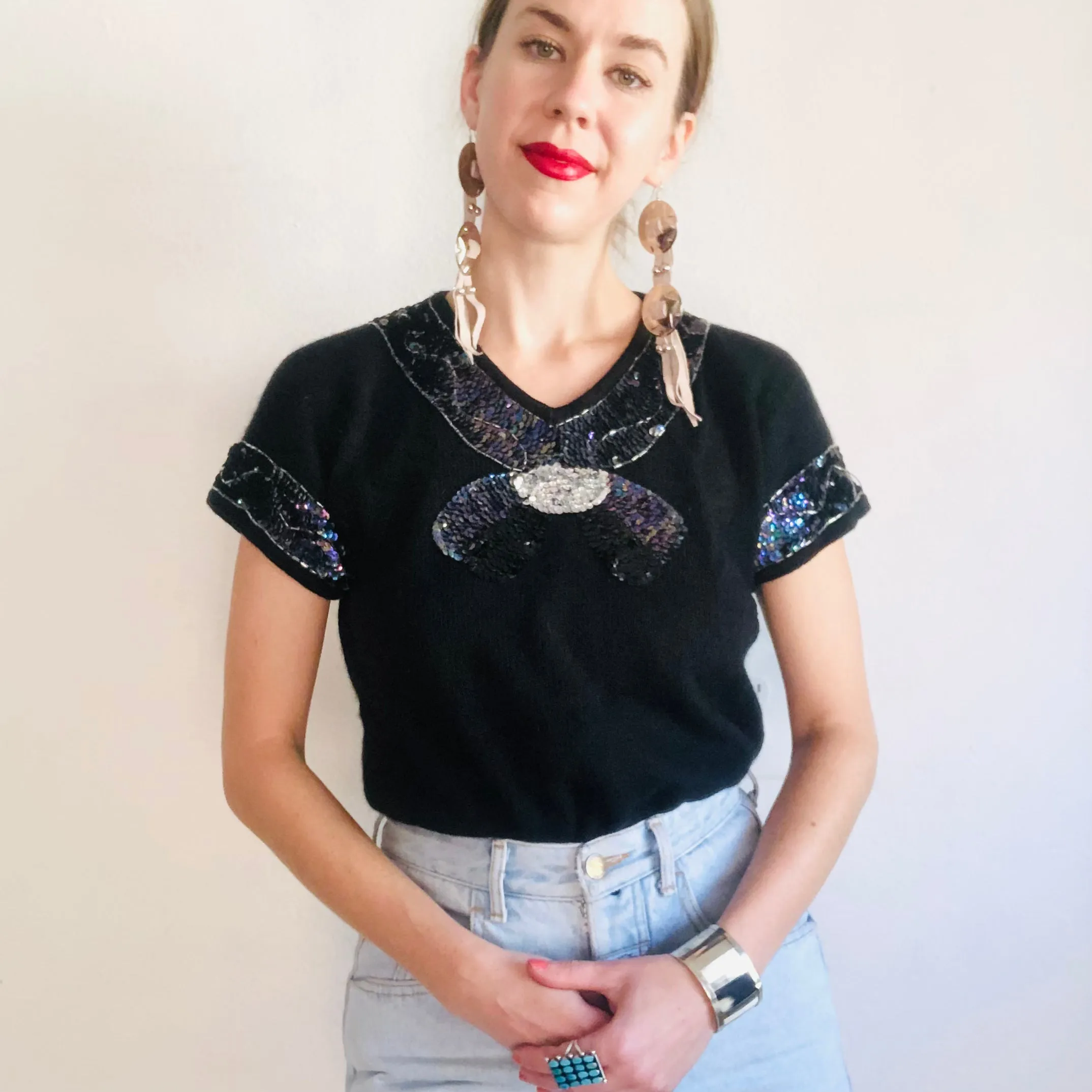 80'S VINTAGE TROMPE L'OEIL SWEATER // SIZE MEDIUM
