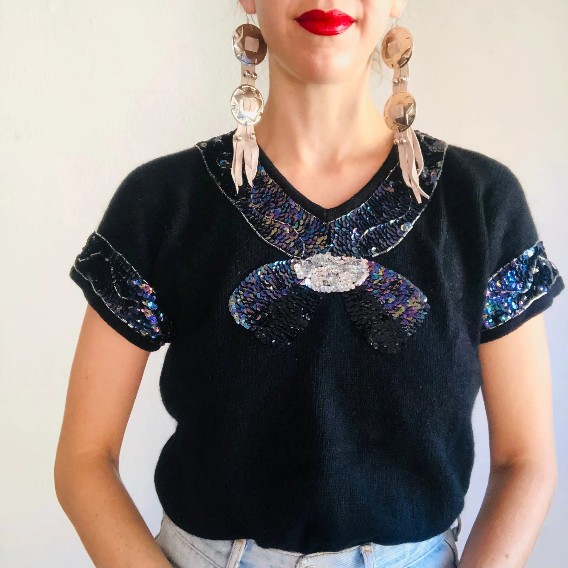 80'S VINTAGE TROMPE L'OEIL SWEATER // SIZE MEDIUM