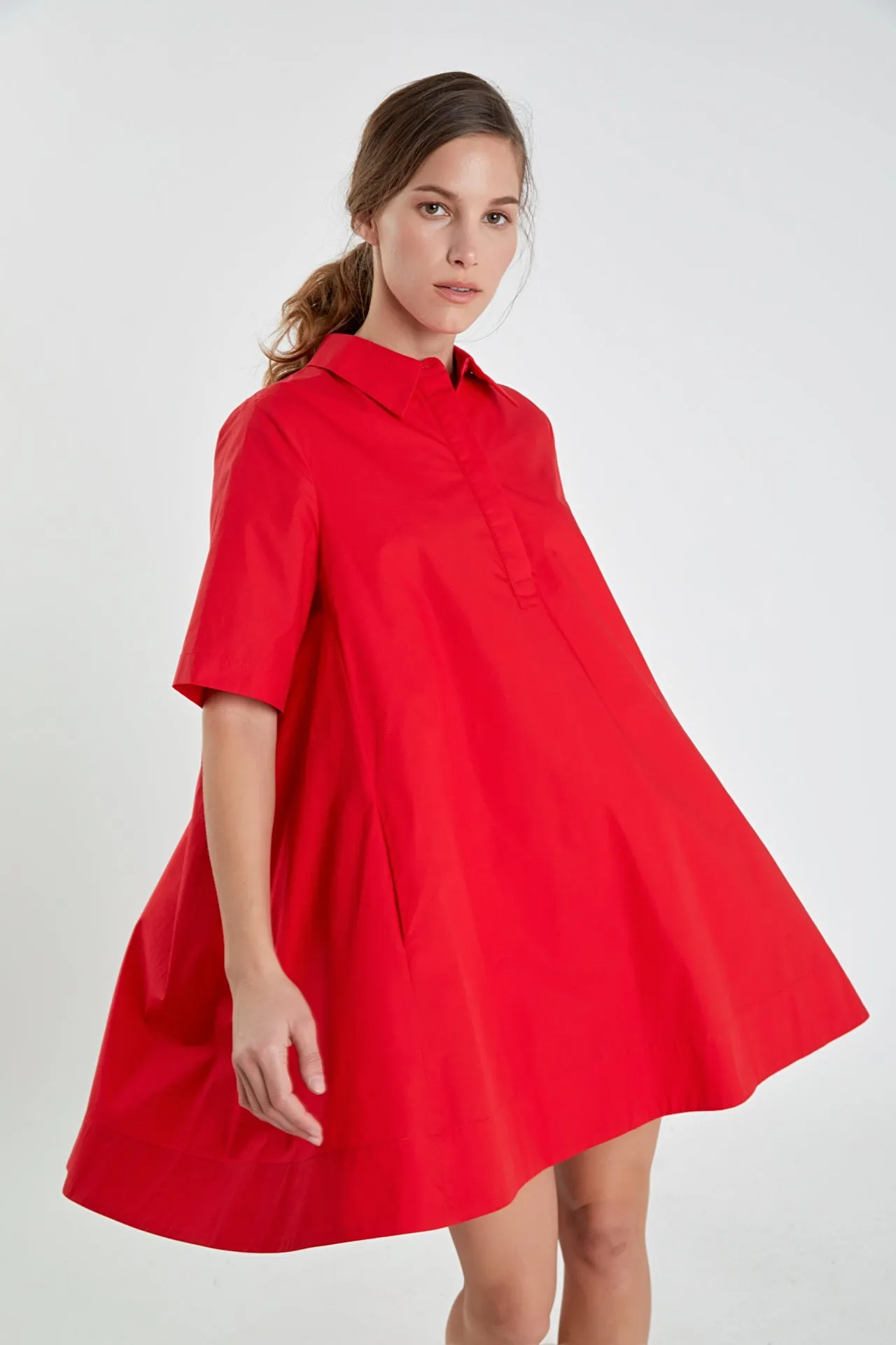 A-line Short Sleeve Shirt Dress