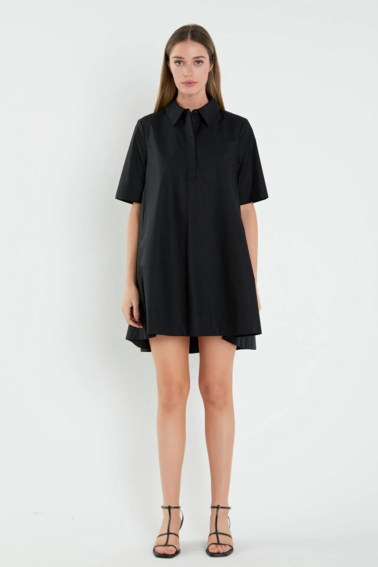 A-line Short Sleeve Shirt Dress