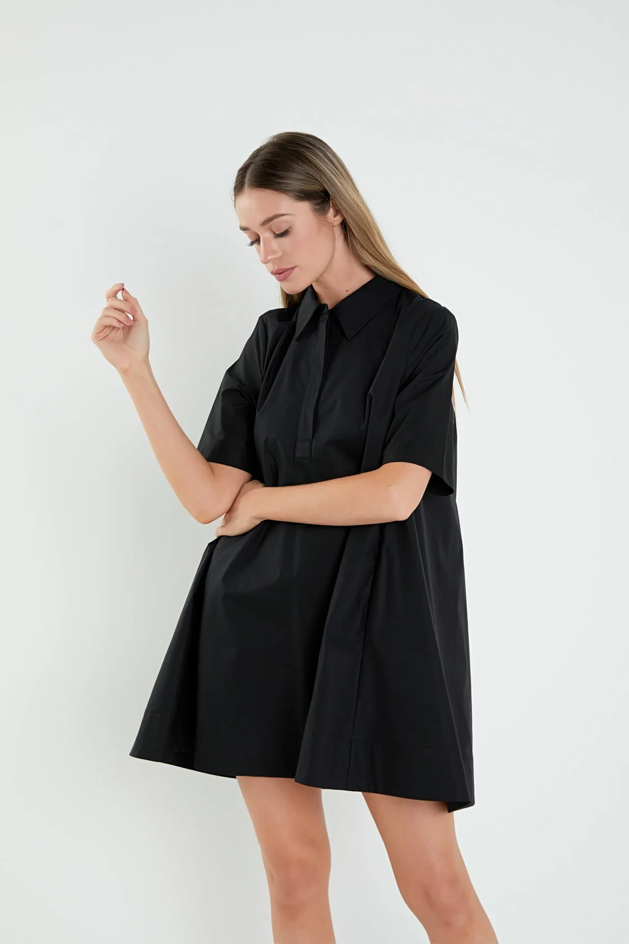 A-line Short Sleeve Shirt Dress