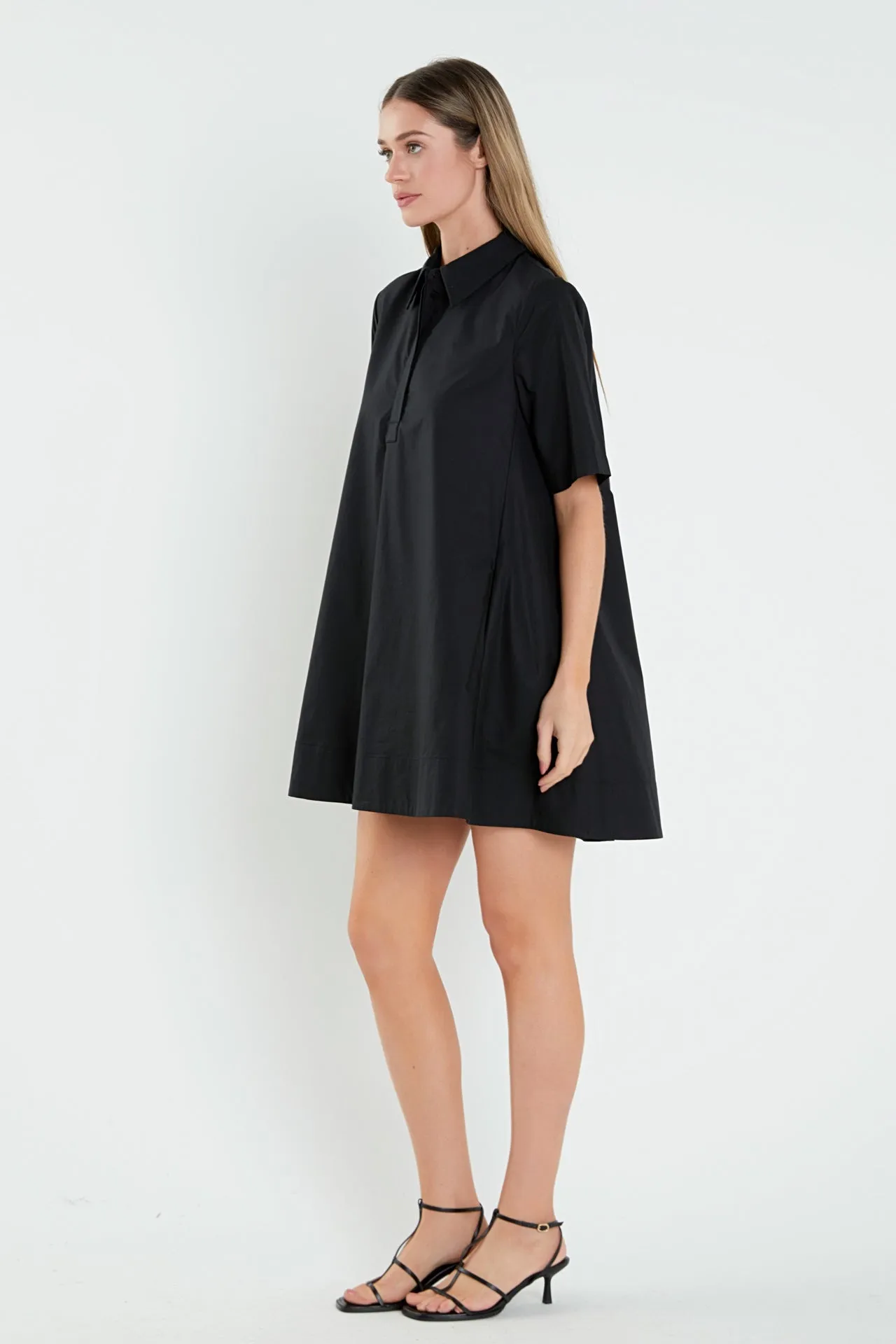 A-line Short Sleeve Shirt Dress