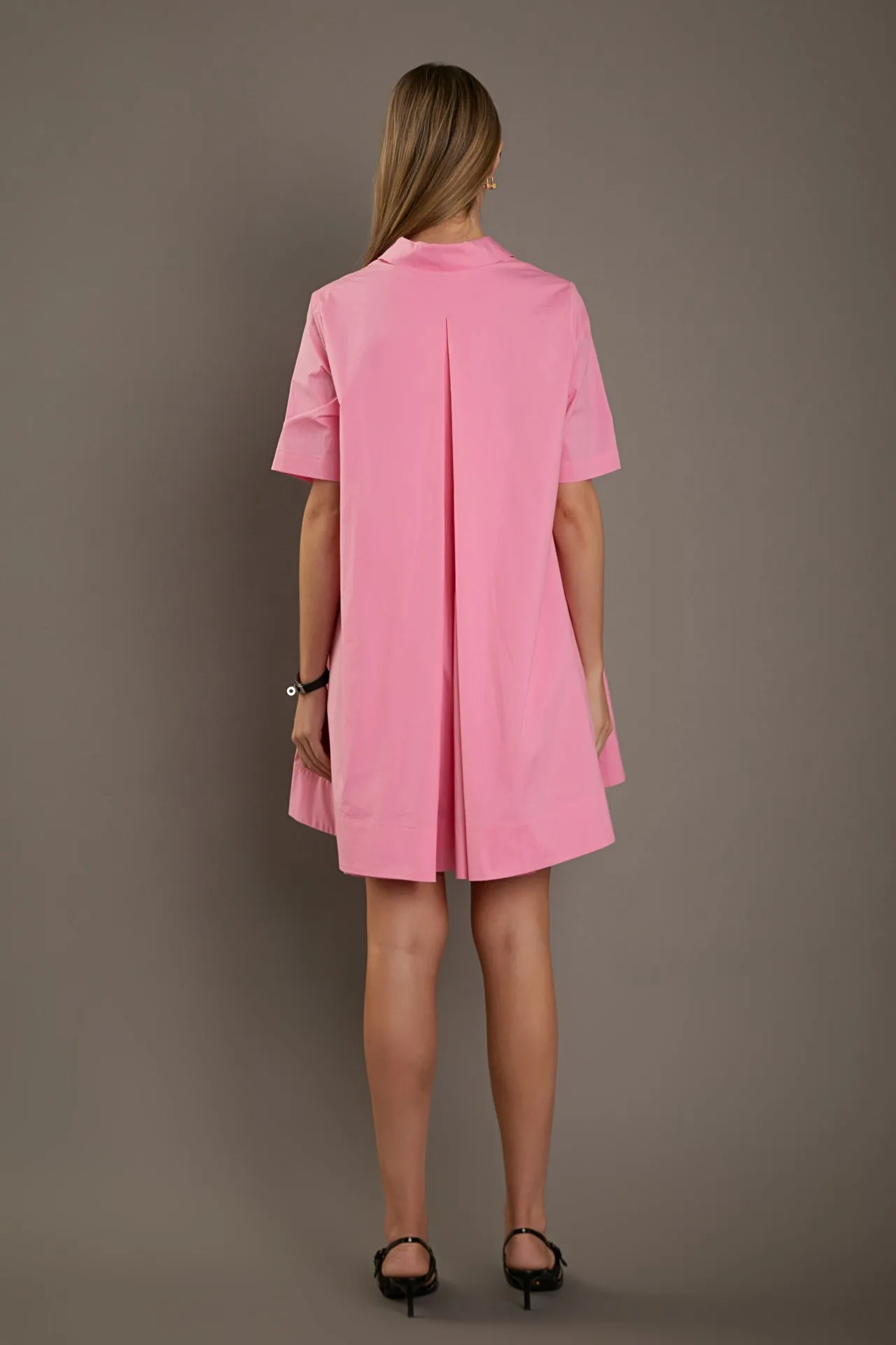 A-line Short Sleeve Shirt Dress