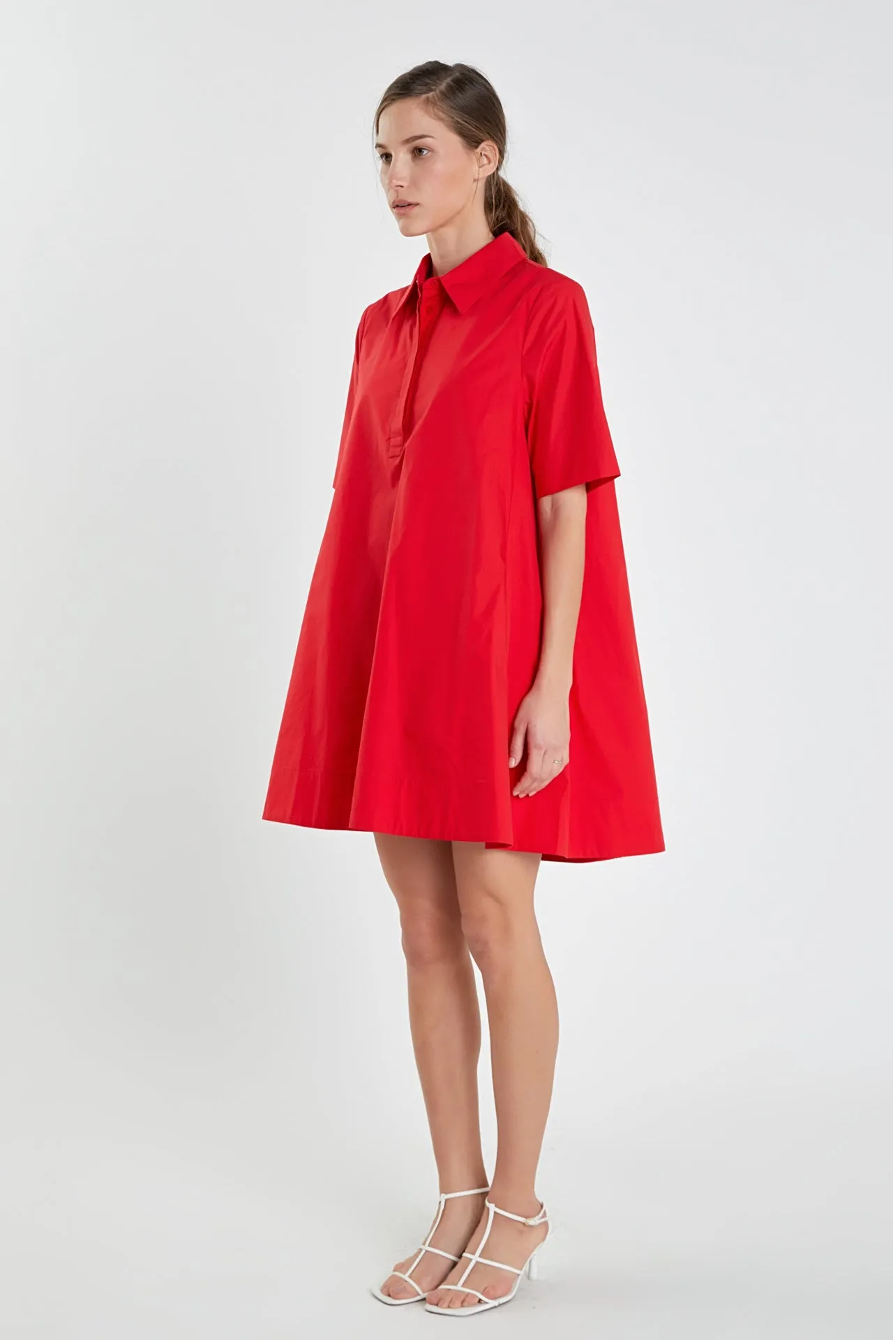 A-line Short Sleeve Shirt Dress