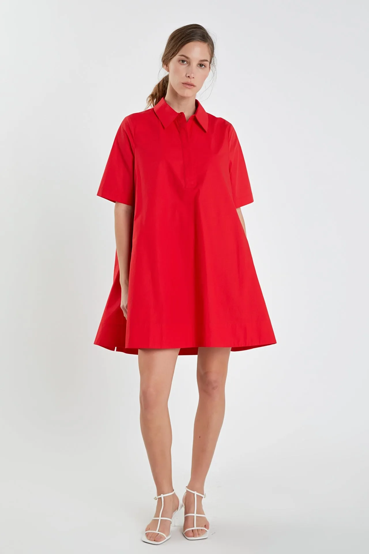 A-line Short Sleeve Shirt Dress