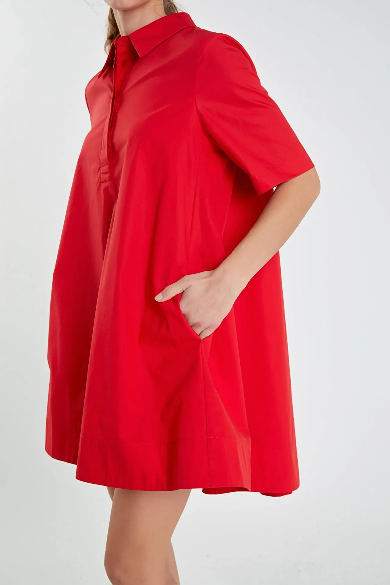 A-line Short Sleeve Shirt Dress