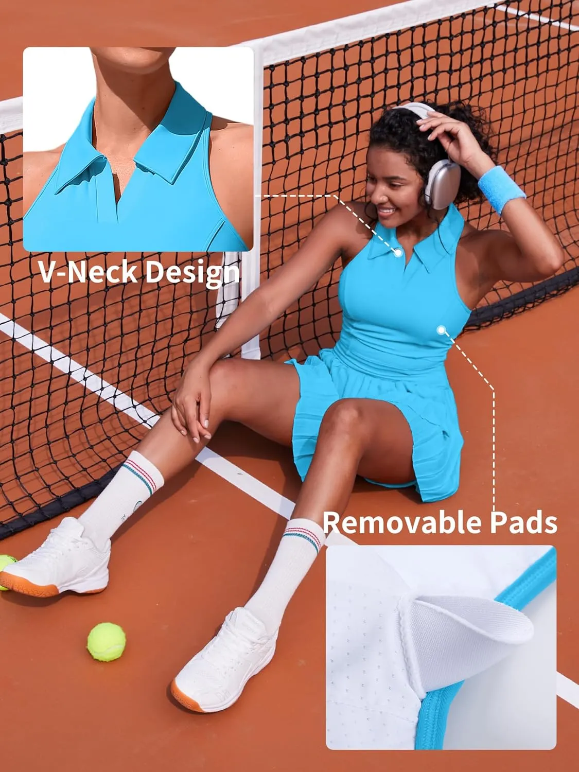 ATTRACO Tennis Dress for Women with Shorts and Pockets Racerback Golf Workout Outfits