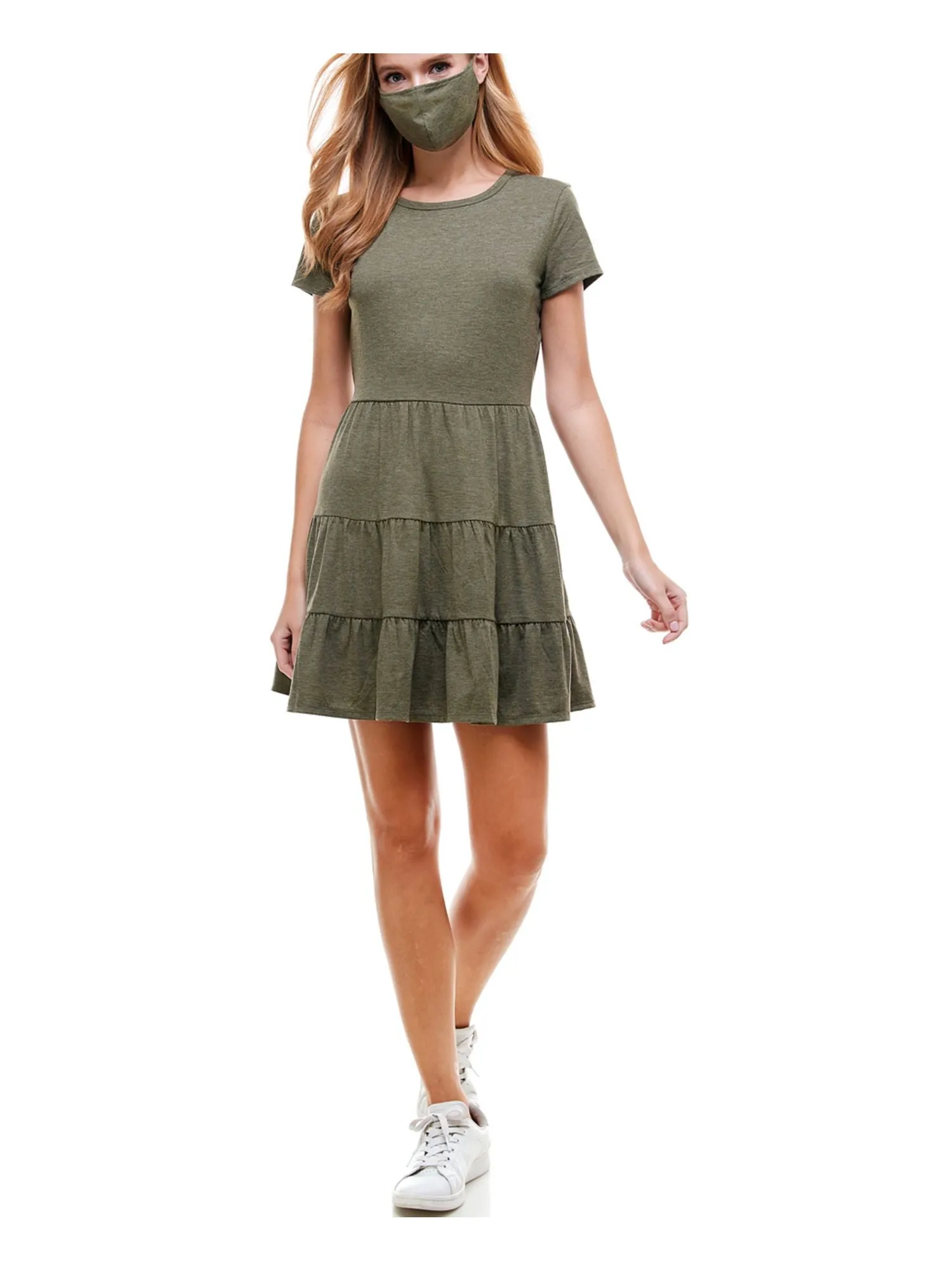 BEBOP Womens Short Sleeve Crew Neck Short Fit   Flare Dress