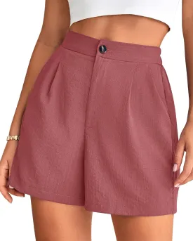 BTFBM Womens Shorts Dressy Casual Summer 2025 High Waisted Tailored Pleated Business Work Trouser Shorts with Pockets