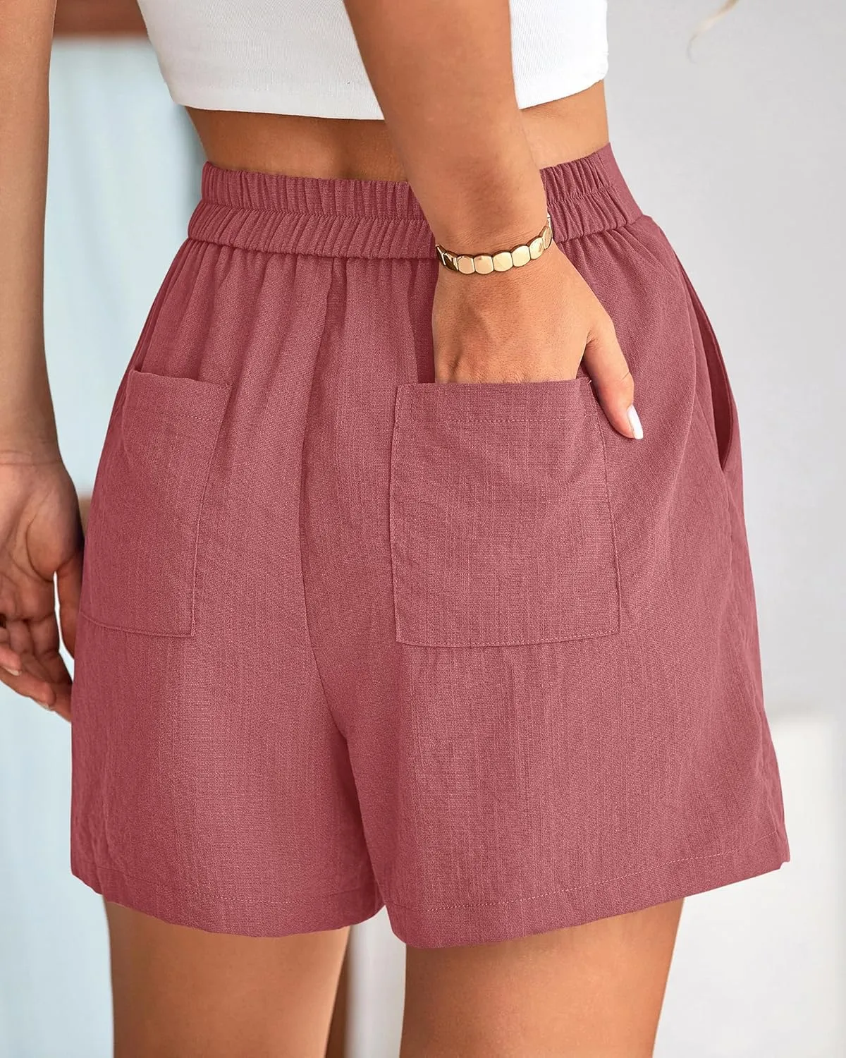 BTFBM Womens Shorts Dressy Casual Summer 2025 High Waisted Tailored Pleated Business Work Trouser Shorts with Pockets