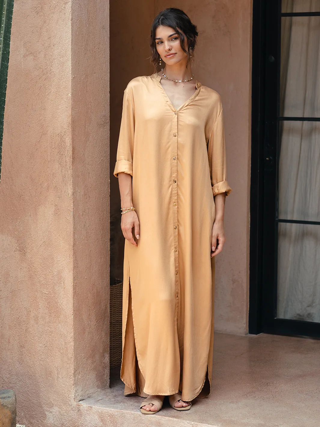 Carmel Ecovero™ Shirt Dress Camel