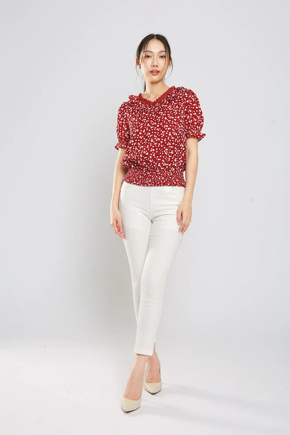 Cerie Blouse in Red Floral