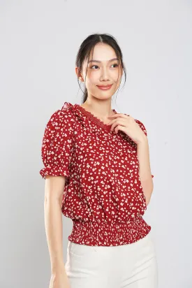 Cerie Blouse in Red Floral