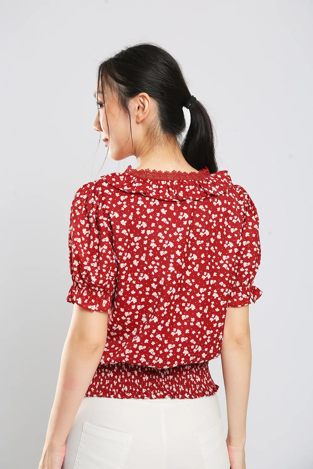 Cerie Blouse in Red Floral