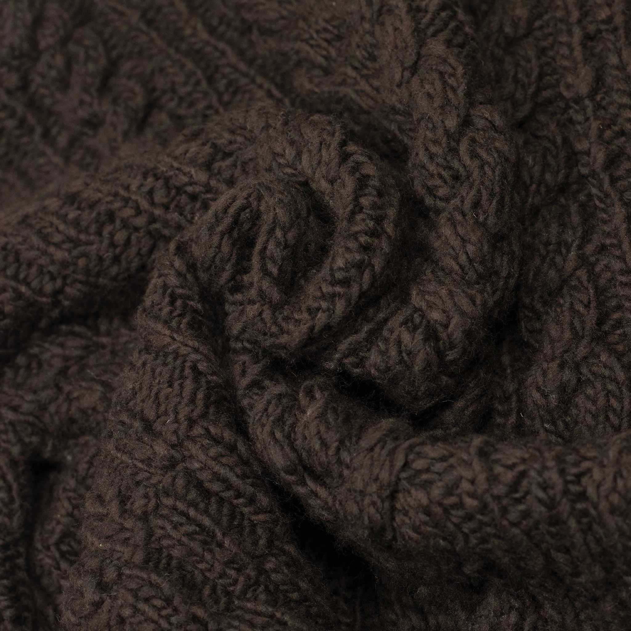 Chamula hand-knit Fisherman turtleneck sweater in Chocolate wool