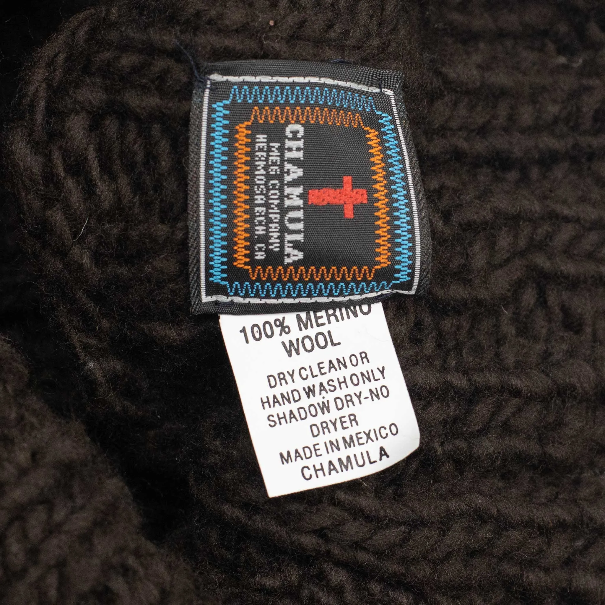 Chamula hand-knit Fisherman turtleneck sweater in Chocolate wool