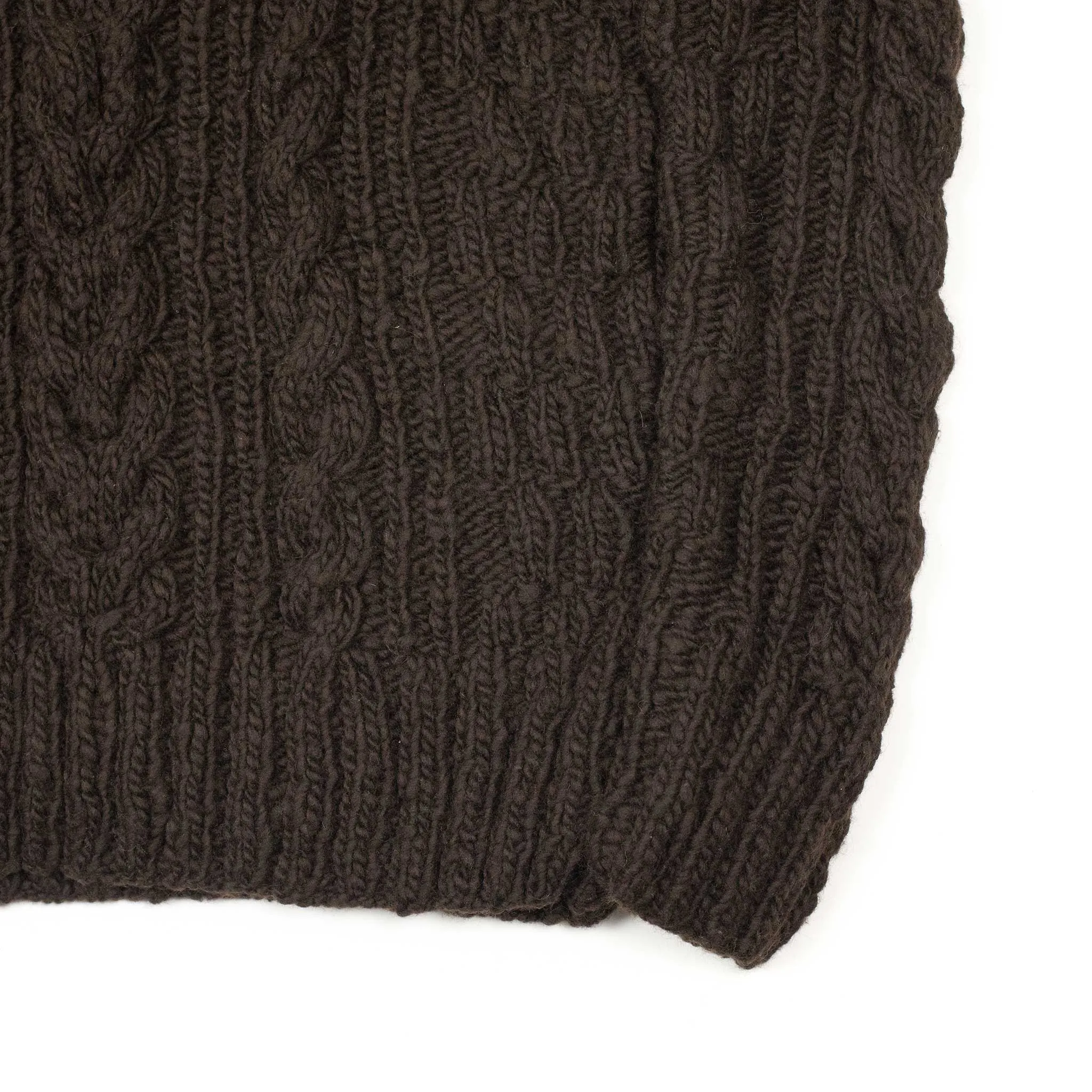 Chamula hand-knit Fisherman turtleneck sweater in Chocolate wool