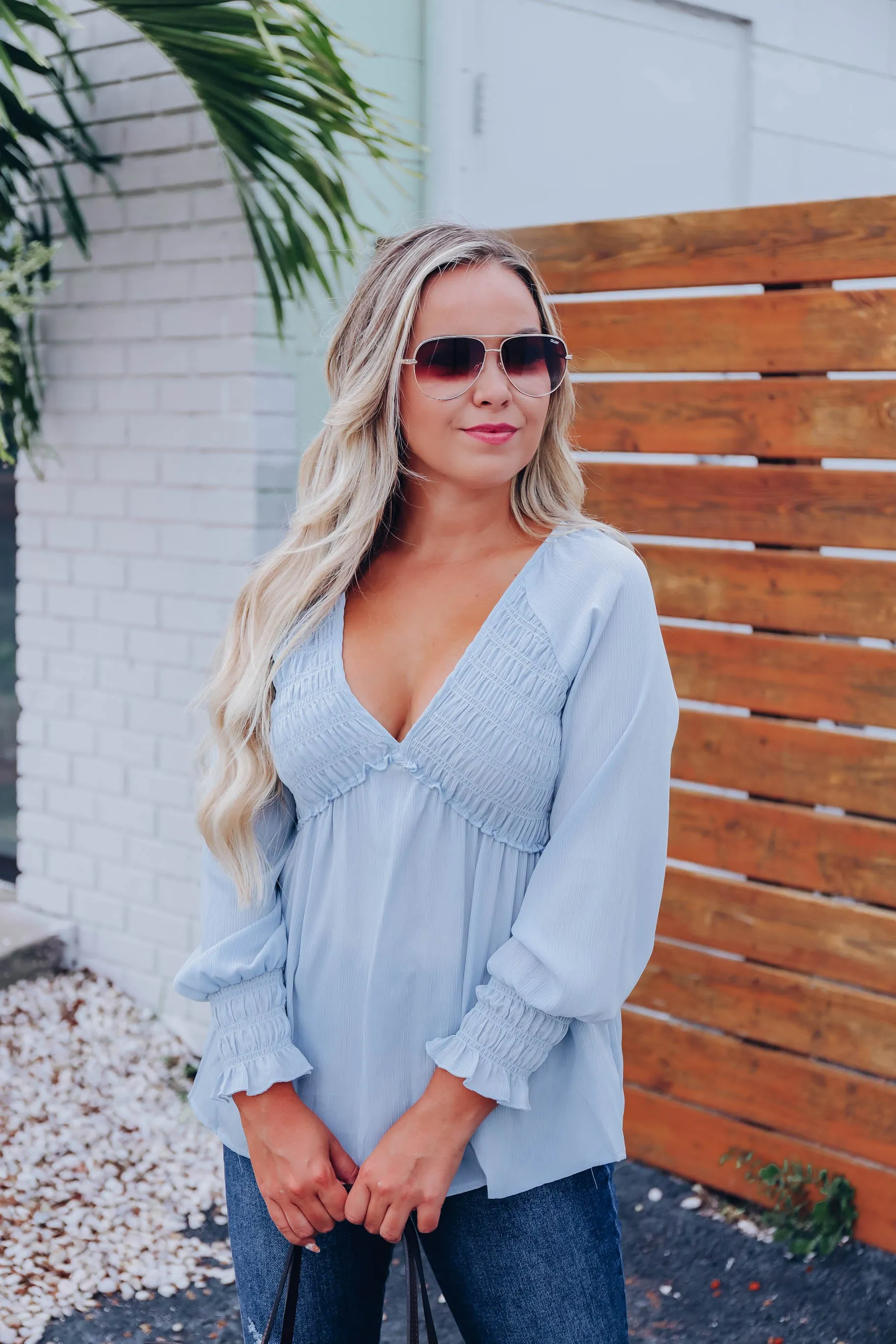 Cindy Smocked Peplum Blouse