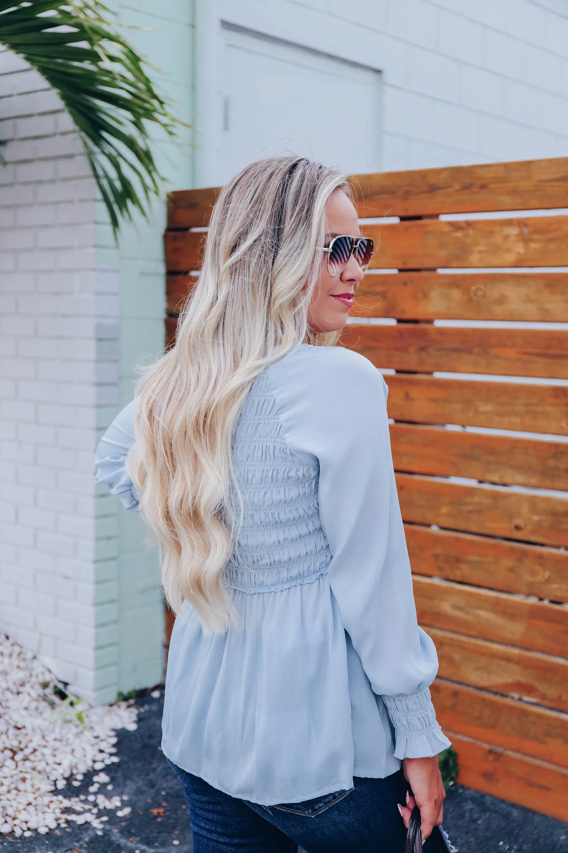 Cindy Smocked Peplum Blouse