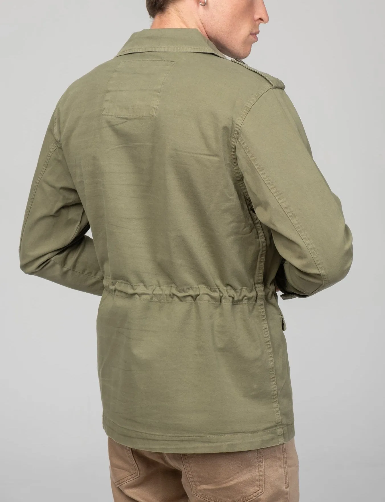 Cotton Fitted Utility Jacket - Khaki