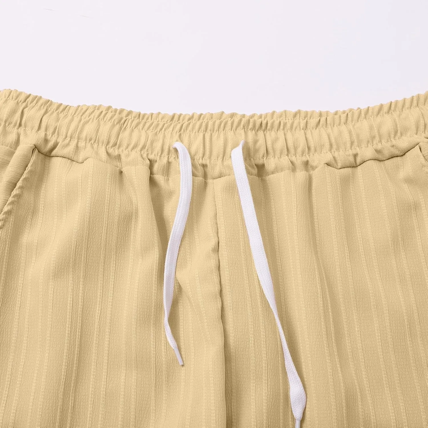 Cotton Linen Cargo Pants for Mens Elastic Waist Drawstring Straight Leg Trousers Casual Baggy Summer Pant with Pocket