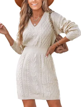 CUPSHE Women Long Sleeve Midi Sweater Dress Loose Cable Knit Pullover Trendy Fall Outfits