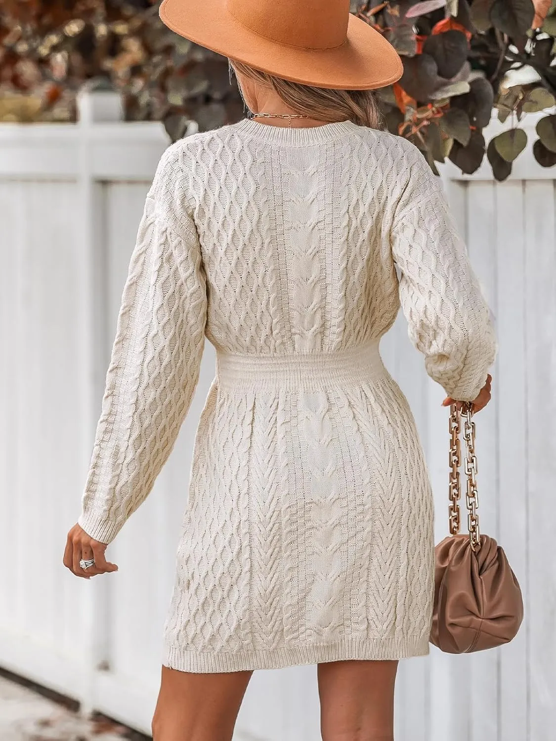 CUPSHE Women Long Sleeve Midi Sweater Dress Loose Cable Knit Pullover Trendy Fall Outfits