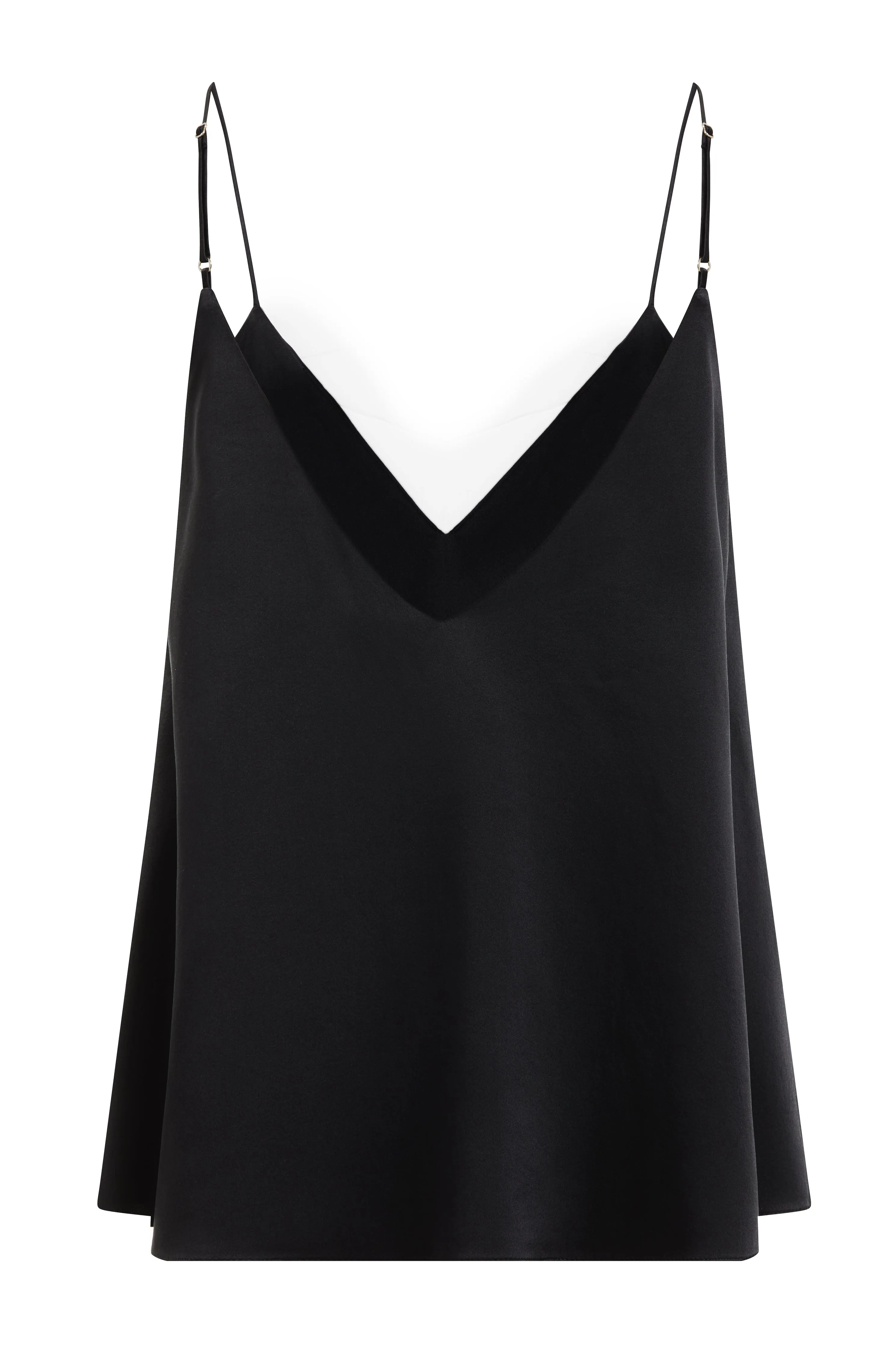 Double Layer, Organic Peace Silk Camisole Top in Black