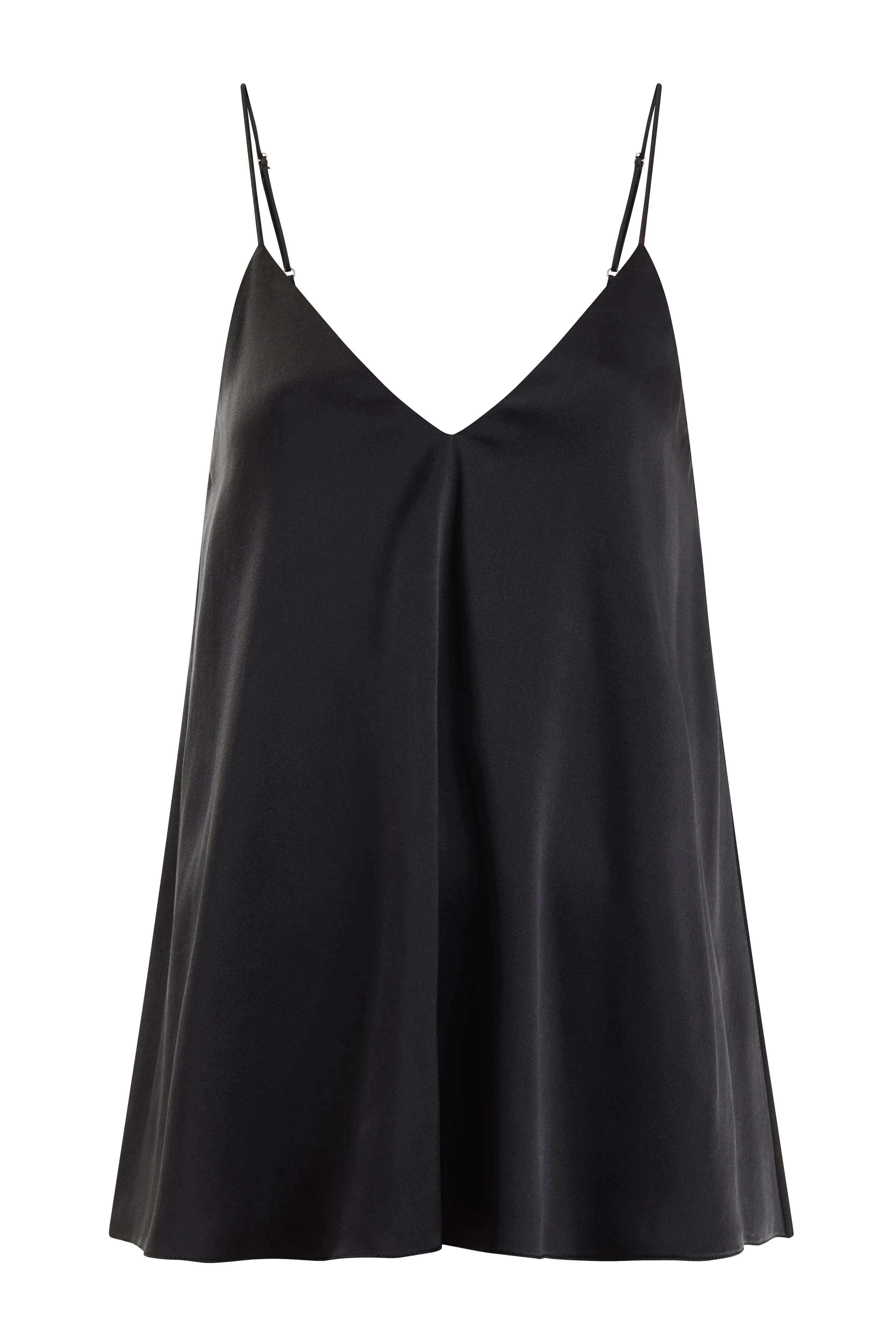 Double Layer, Organic Peace Silk Camisole Top in Black