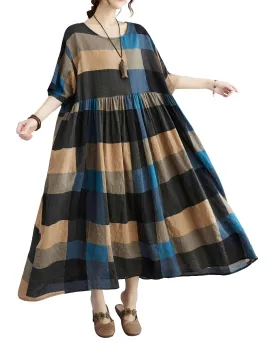 ellazhu Women Short Sleeves Midi T-Shirt Dresses GA2319