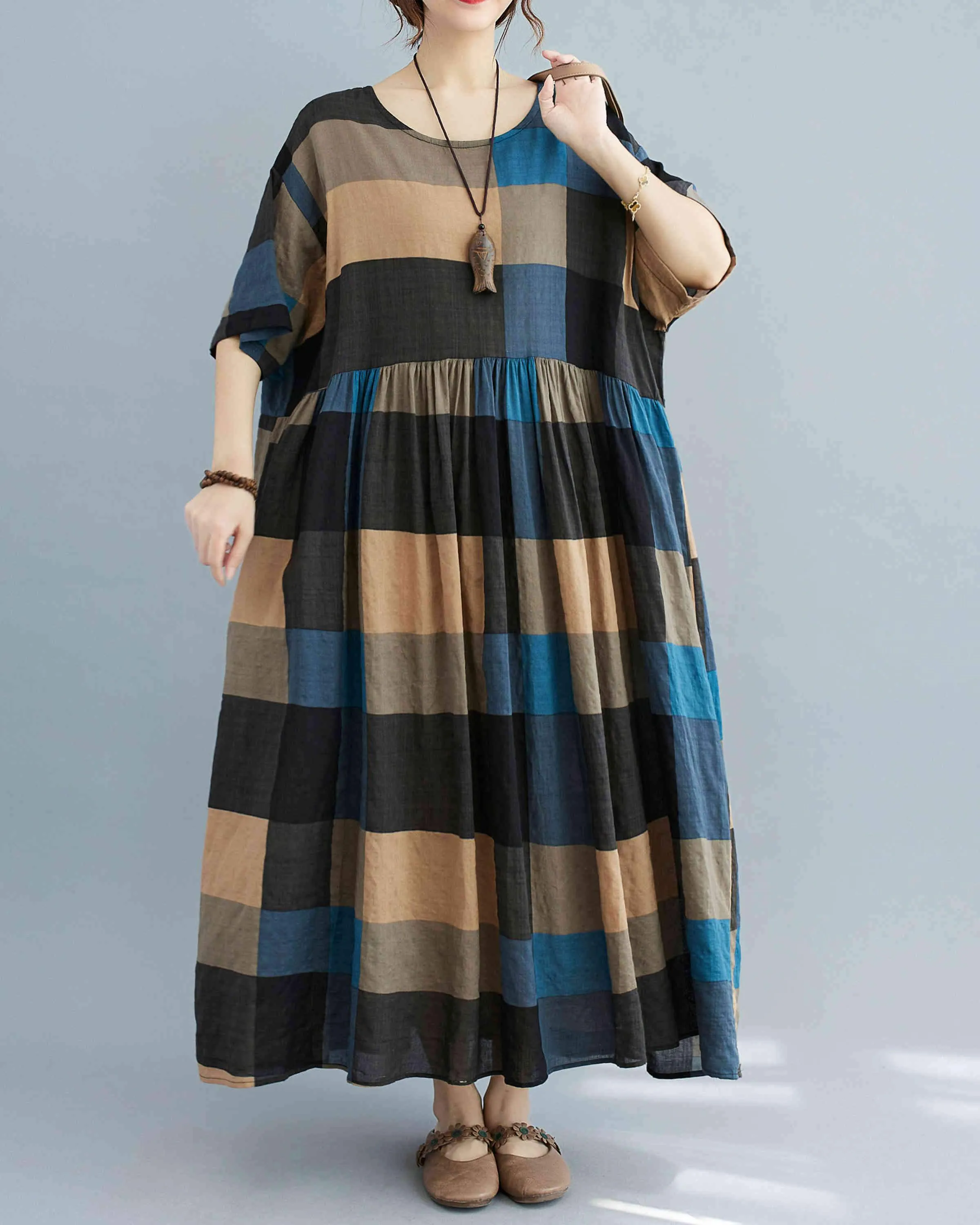 ellazhu Women Short Sleeves Midi T-Shirt Dresses GA2319