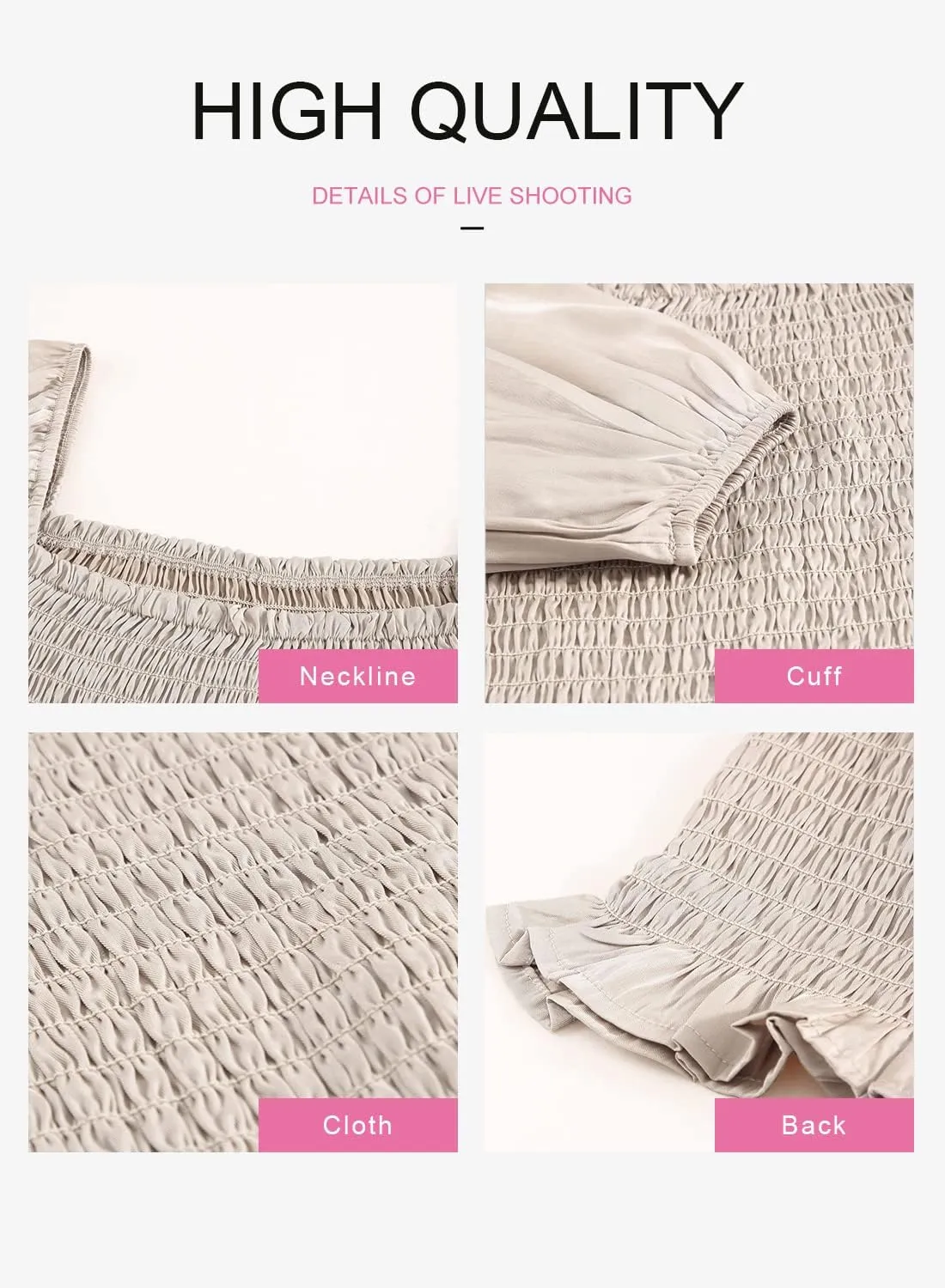 EVALESS Square Neck Tops Puff Long Sleeve Blouses for Women Dressy Casual Spring Fashion 2024