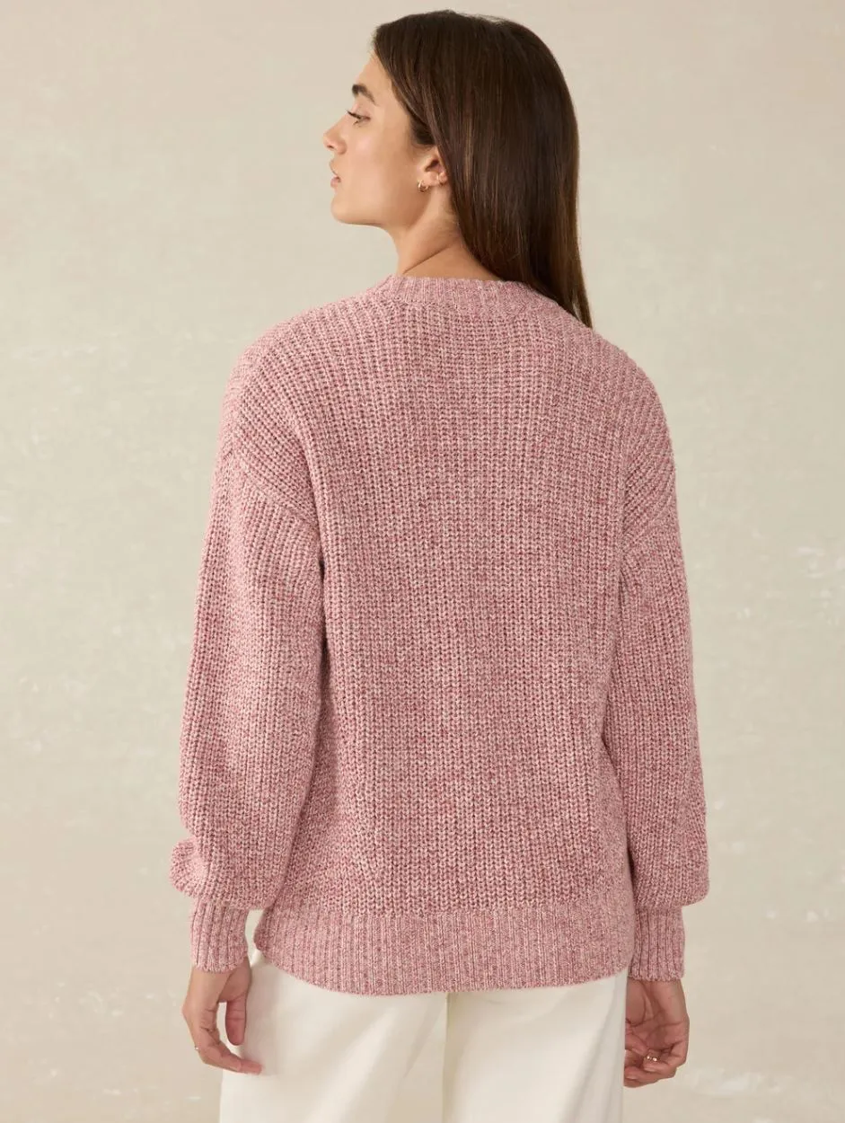 Faherty Sunwashed Fisherman Sweater in Seashell Blush