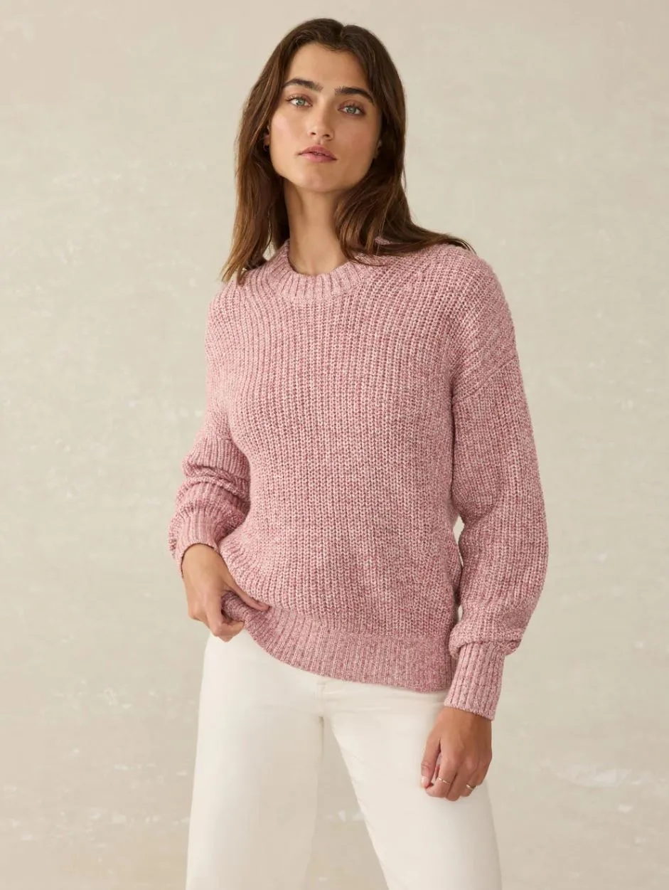 Faherty Sunwashed Fisherman Sweater in Seashell Blush