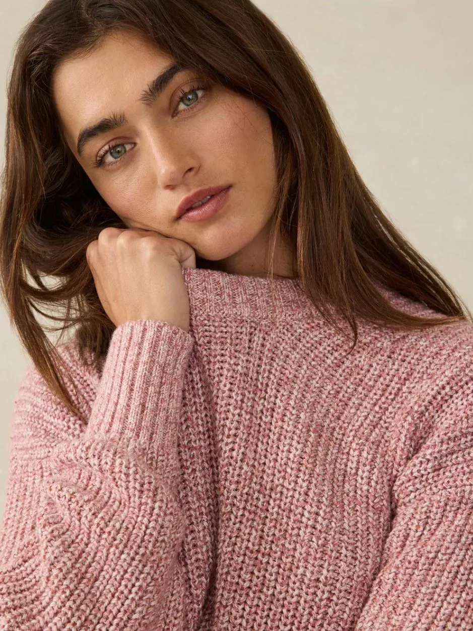 Faherty Sunwashed Fisherman Sweater in Seashell Blush