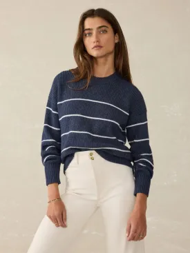 Faherty Sunwashed Fisherman Sweater in Water Mill Stripe