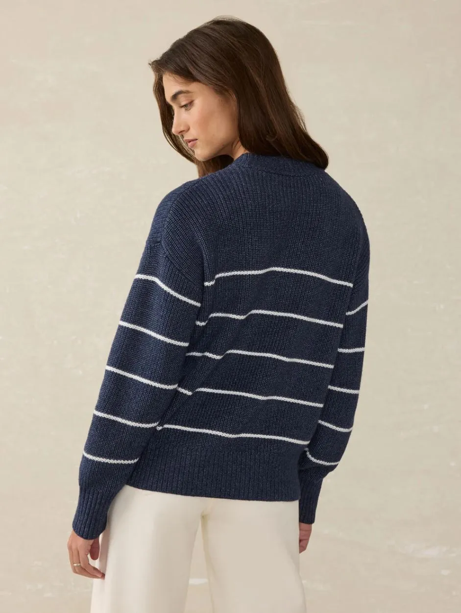 Faherty Sunwashed Fisherman Sweater in Water Mill Stripe