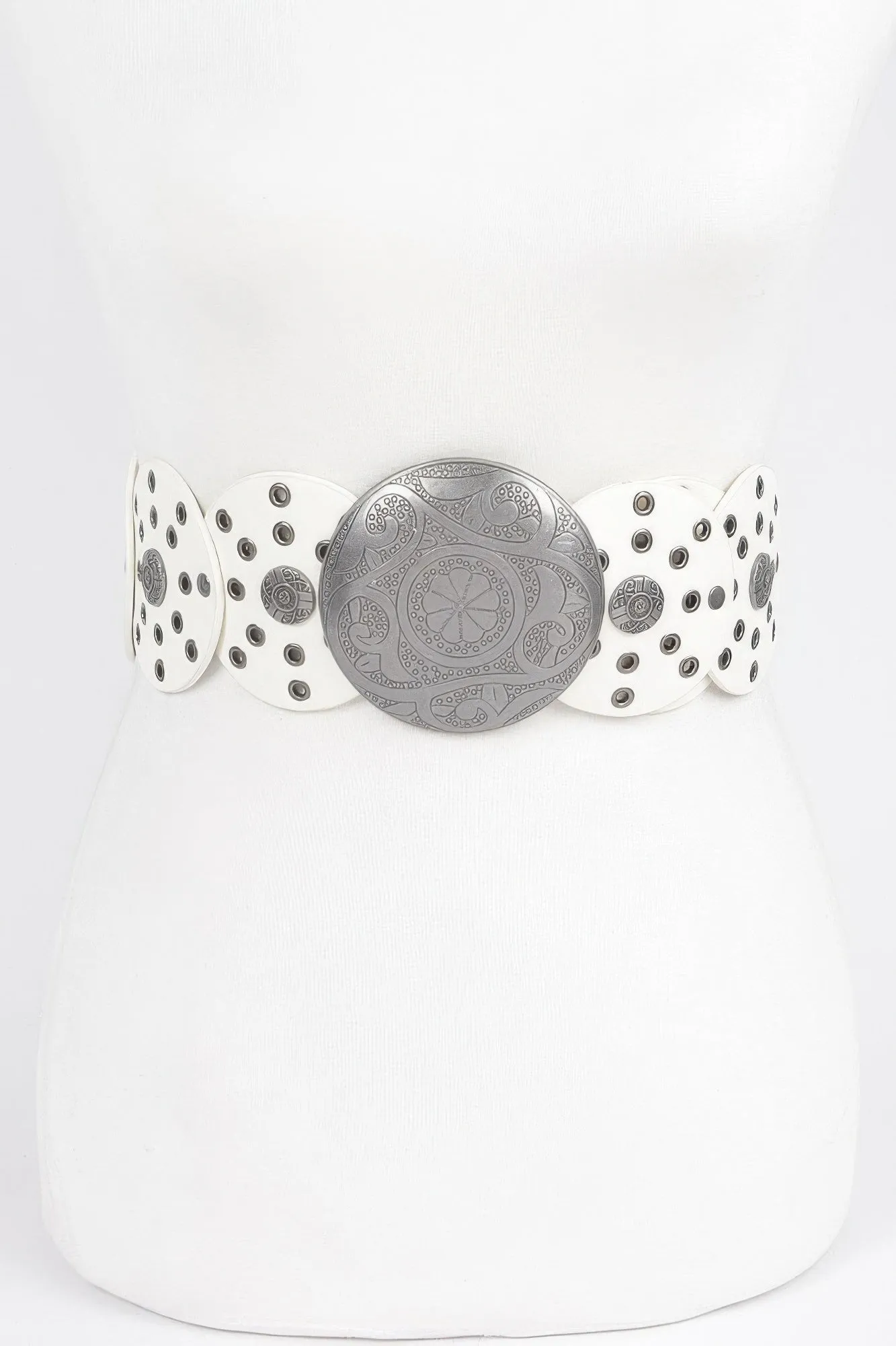 Faux Leather Multi Eyelet Round Western Belt