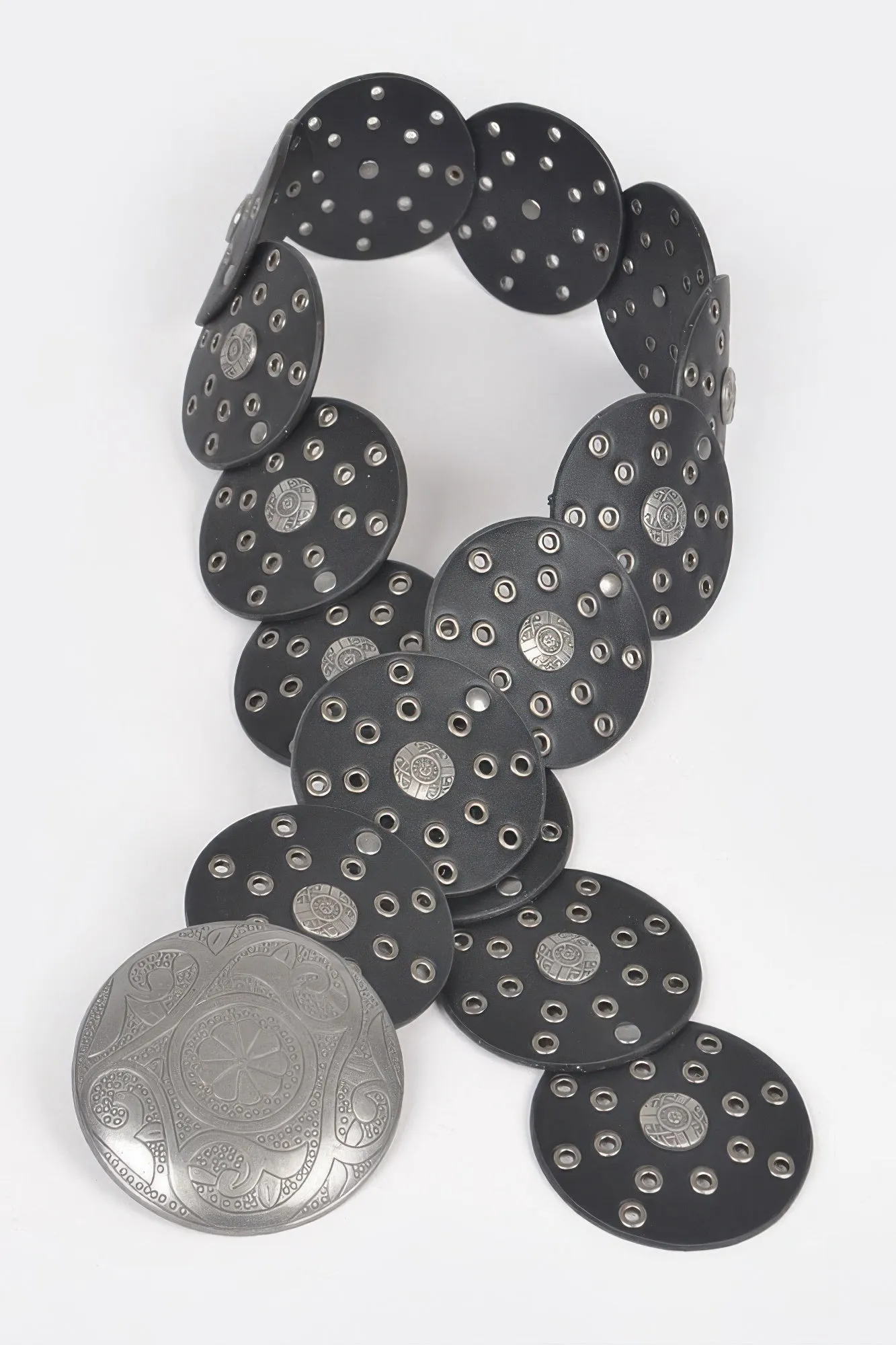 Faux Leather Multi Eyelet Round Western Belt