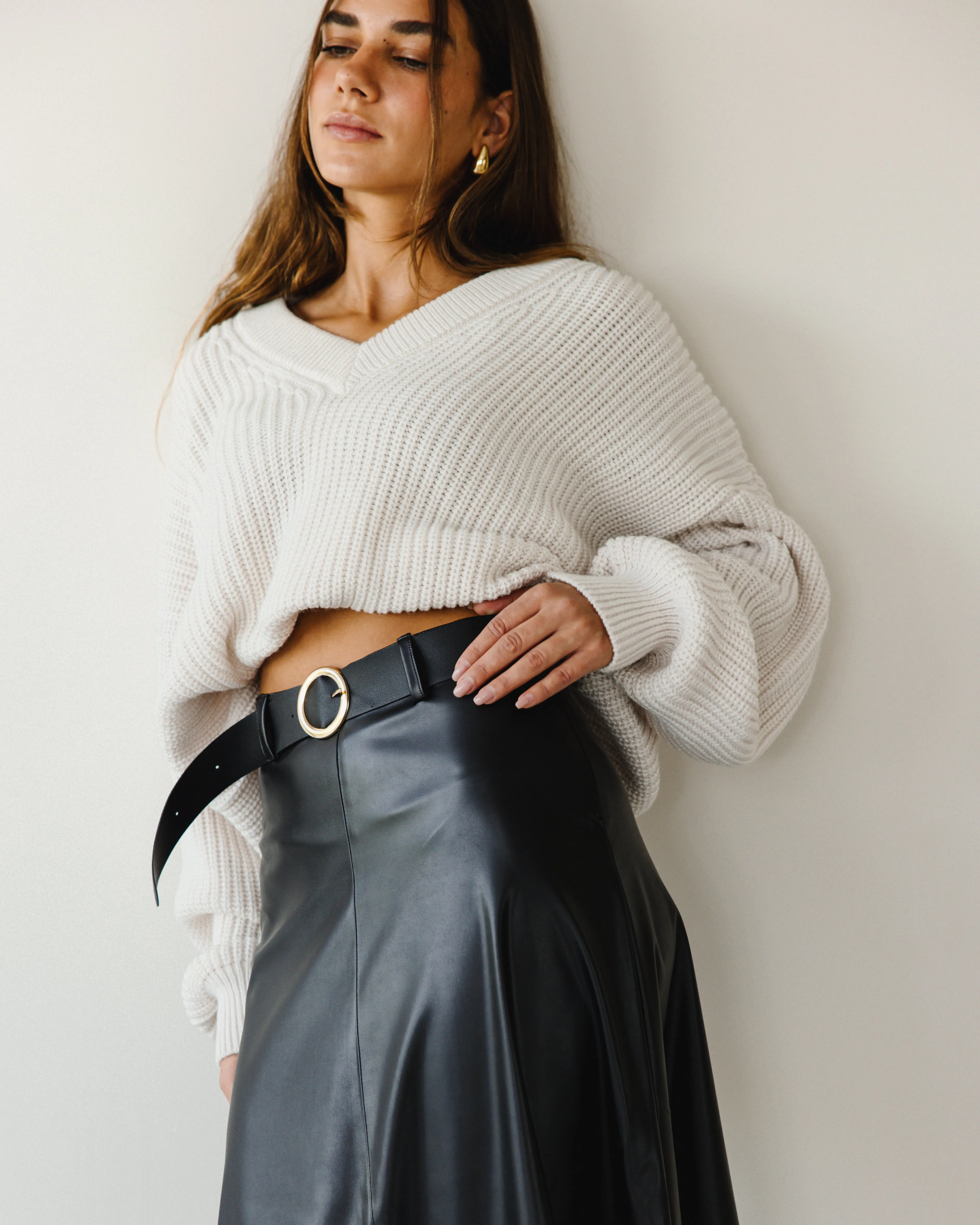 FAUX LEATHER SKIRT BLACK