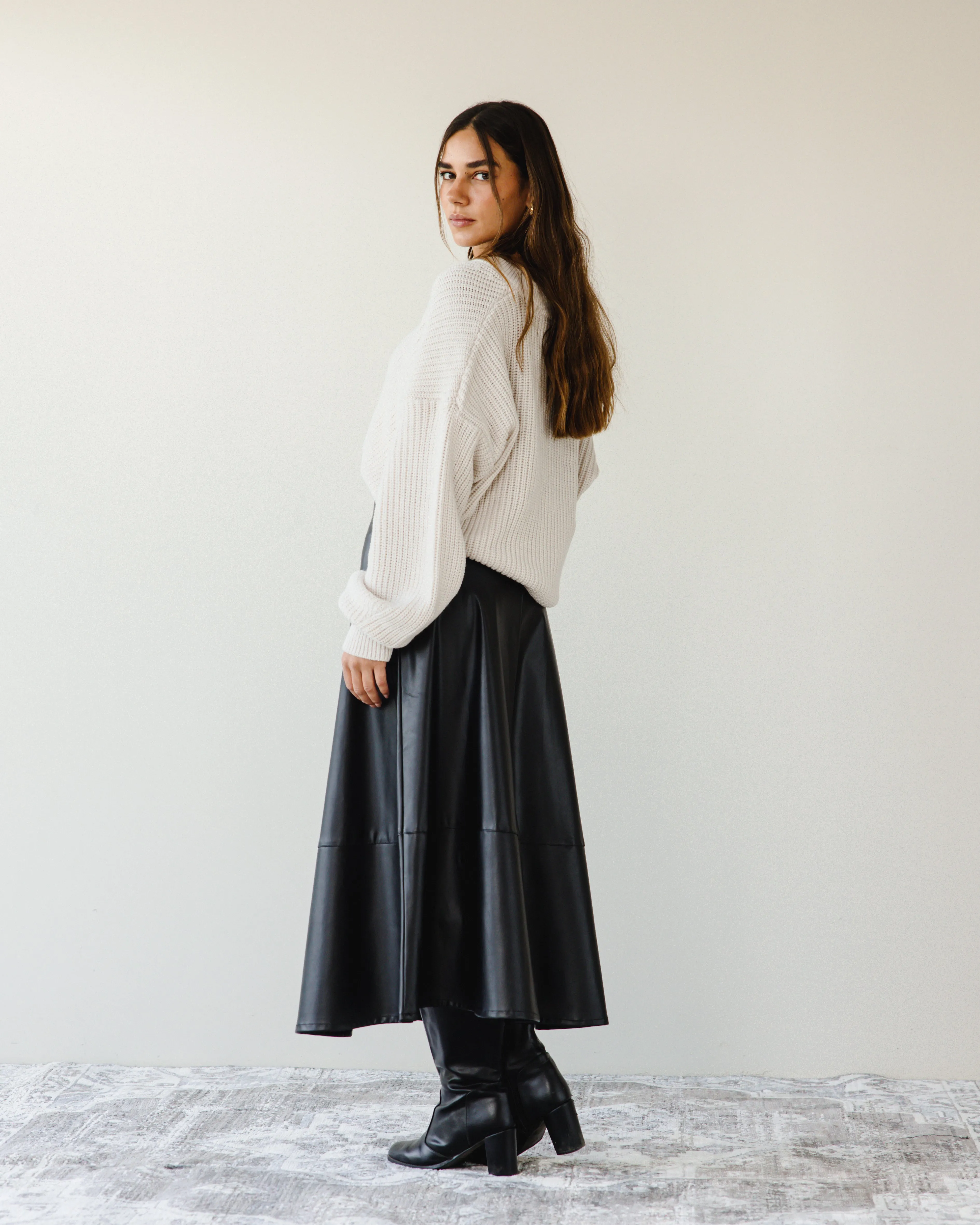 FAUX LEATHER SKIRT BLACK