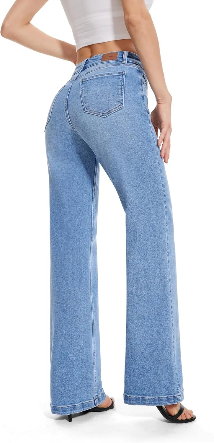 FLYING BANANA Women's Stretchy Curvy Fancy Bootcut Jeans