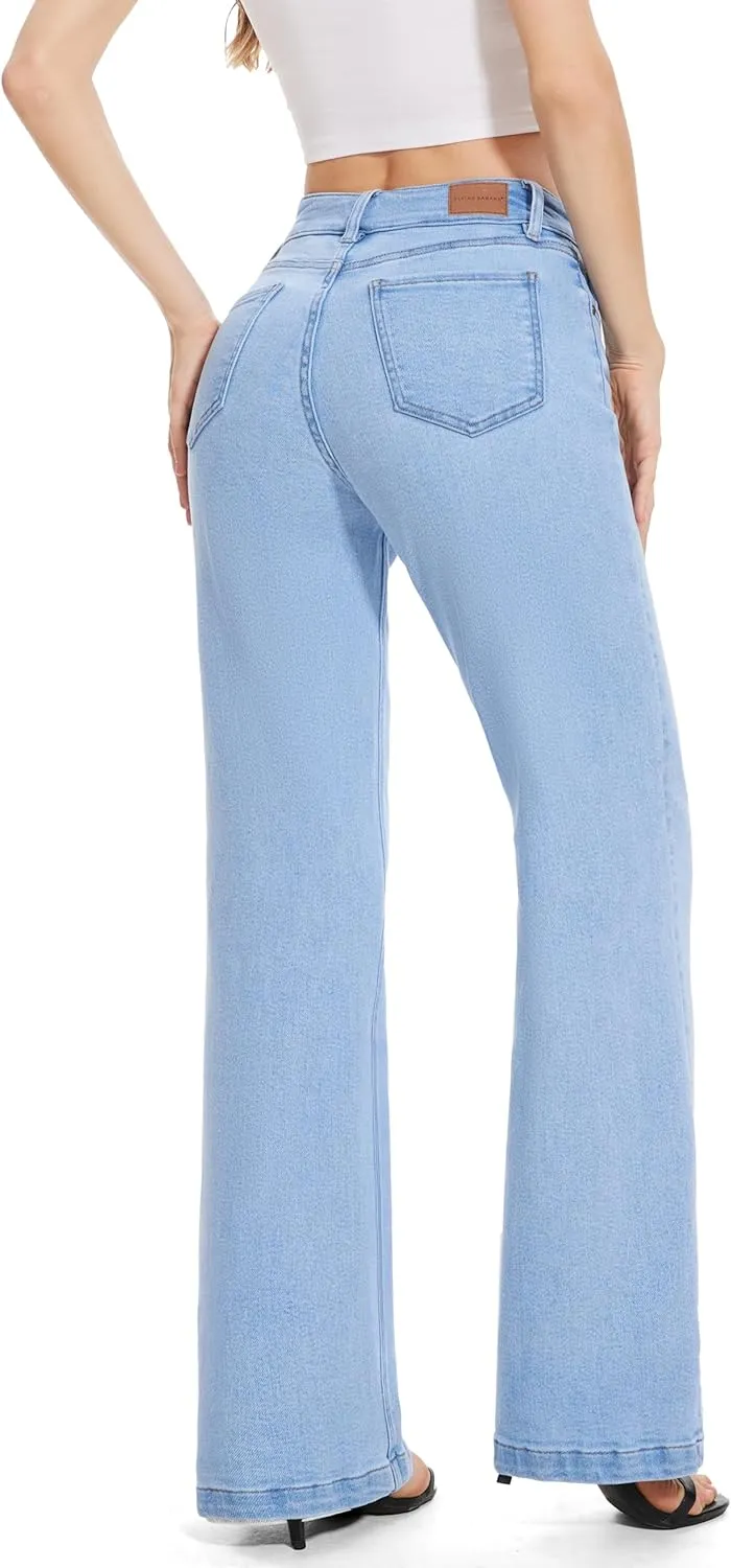 FLYING BANANA Women's Stretchy Curvy Fancy Bootcut Jeans