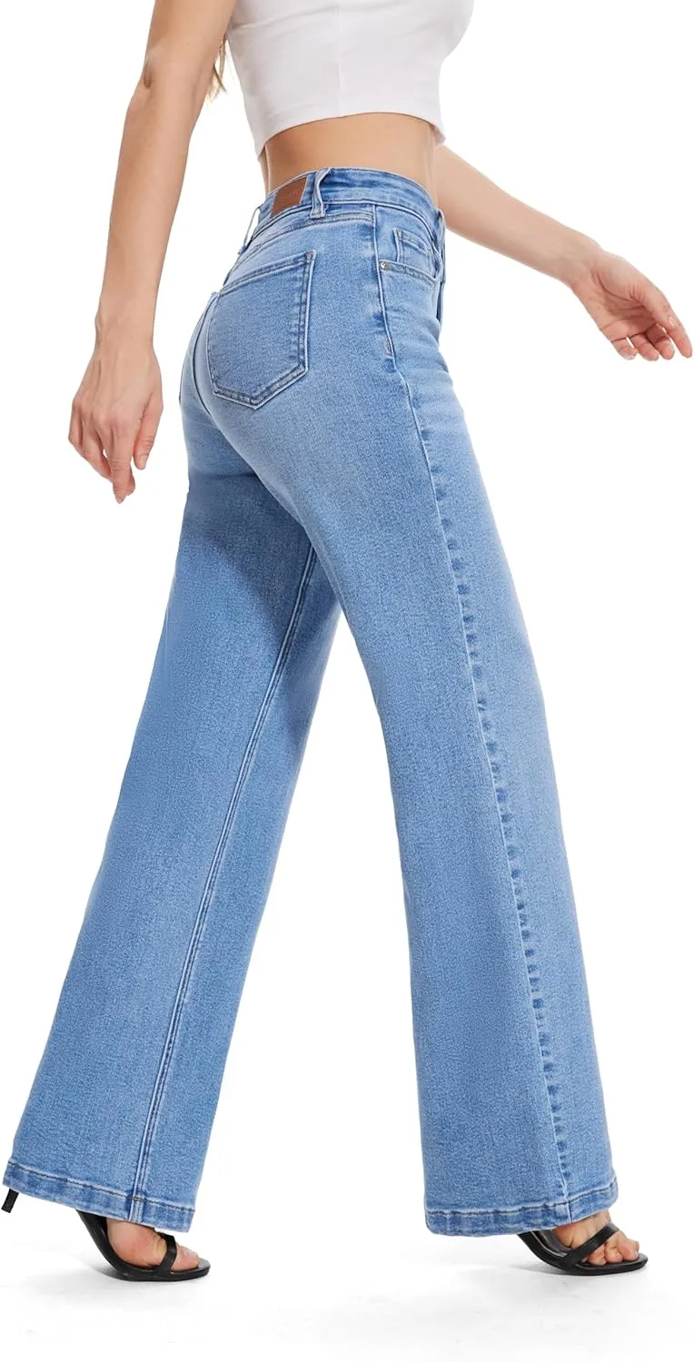 FLYING BANANA Women's Stretchy Curvy Fancy Bootcut Jeans
