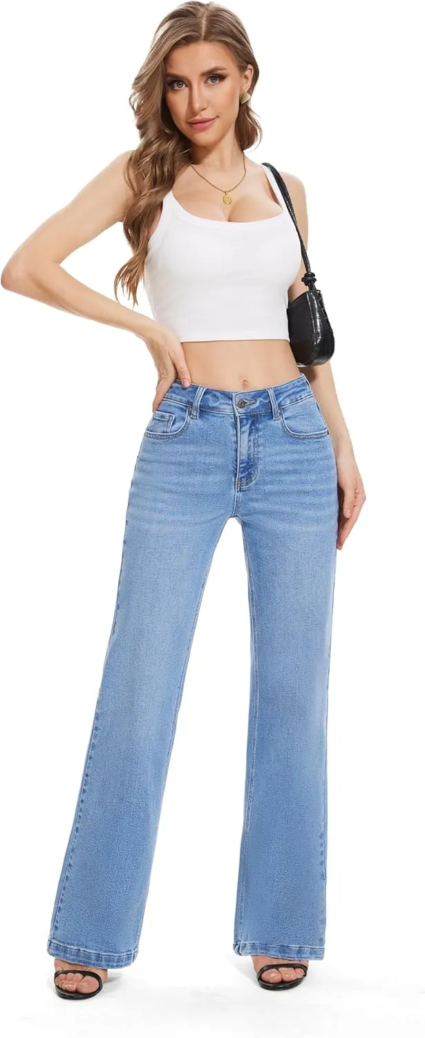 FLYING BANANA Women's Stretchy Curvy Fancy Bootcut Jeans