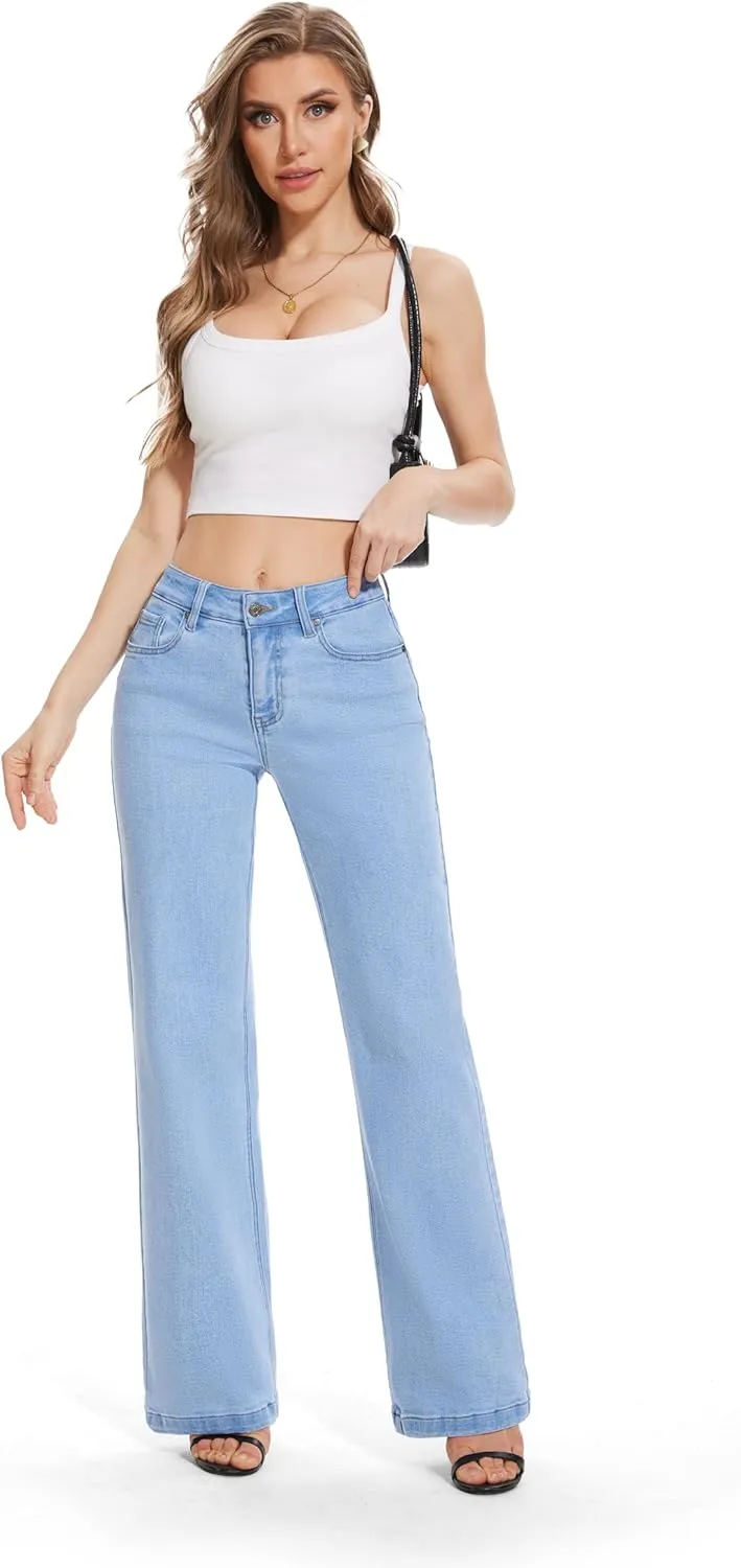 FLYING BANANA Women's Stretchy Curvy Fancy Bootcut Jeans