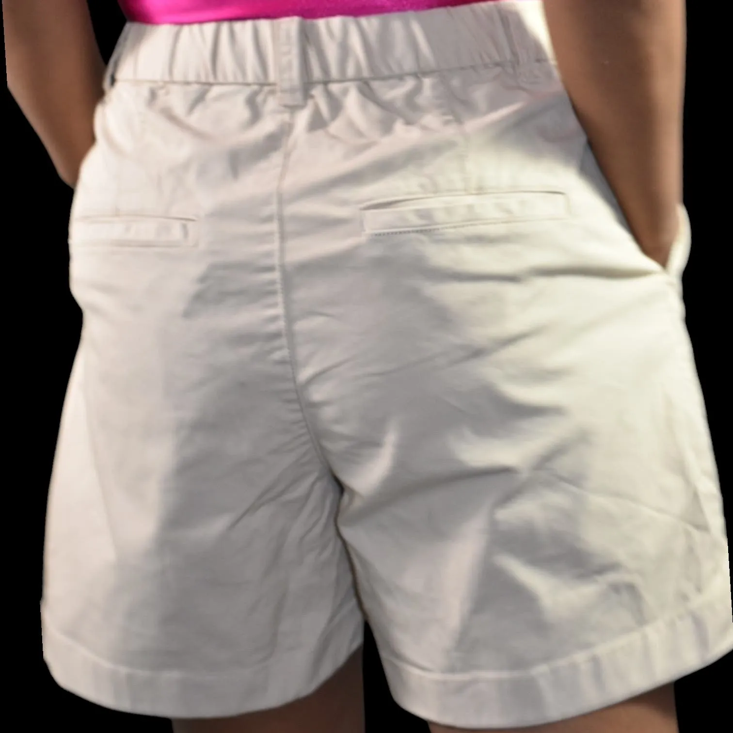 Gap Pleated Khaki Shorts Tan Wicker Beige Walking Elastic Waist High Rise Waist Chino Size 4